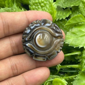 Wonderful Antiques Tibetan Ancient Lukmik Goat Eye Banded Old Agate Dzi Lucky Bead