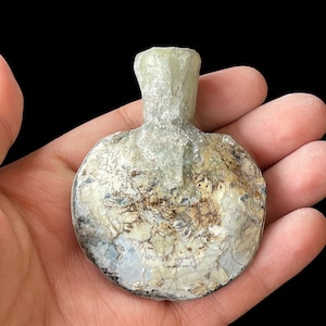 Beautiful Ancient Old Iridescent Roman Glass Water Drinking Unique Rare Antique Bottle
