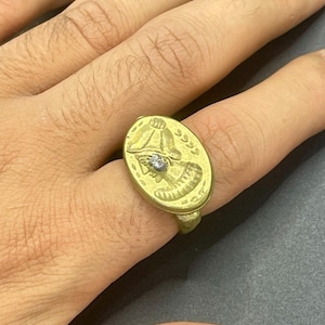 Beautiful Ancient Roman Gold Gilded Bronze Authentic Seal Ring