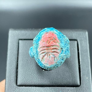 Old Bronze Jasper Scorpion Engraved Ring: Near Eastern Seal Stamp