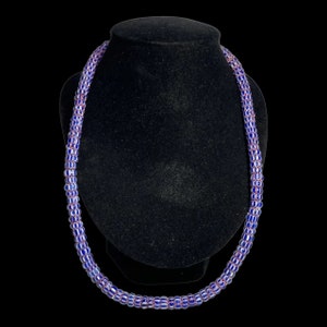 Antique Venetian inspired Blue Chevron Glass Beads Long Strand Beautiful necklace