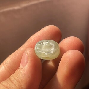 Old jade antique near Eastern intaglio seal stamp bead with impression