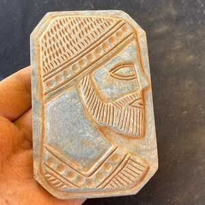 Near Eastern Ancient Stone Roman Beard King Engravings Rare Relief Tile Tablet