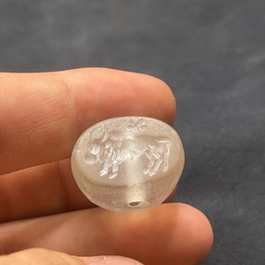 Roman crystal stone intaglio Ancient Seal stamp old bead with impression