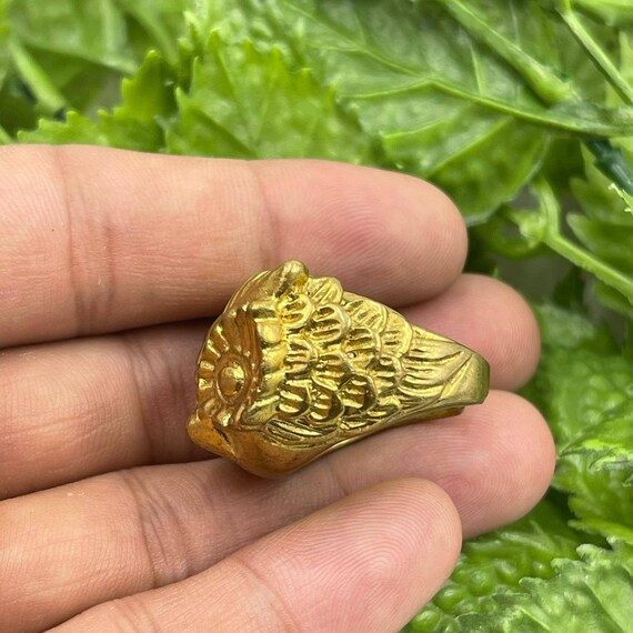 Unique Eagle Head Wonderful Antique Gold Gilding … - image 6