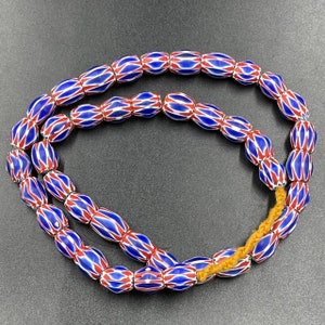 Wonderful Antique Venetain Blue Chervan Old African Trade Beads Strand Necklace,Old African Beads, Collectable Beads,Trade Beads