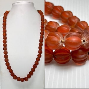 Roman Ancient jewelry melon Carved old glass beads necklace