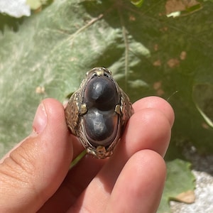 Anillo antiguo de ágata de ojo de Sulaimany - Banda rara de plata maciza