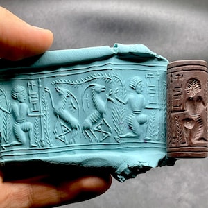 Vorderasiatisches Intaglio Uraltes Jaspis Zylinder Siegel Steinperle mit Abdruck