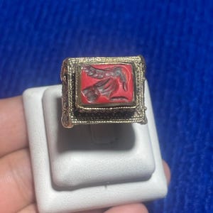 Near Eastern Bronze Ring: Ancient Turquoise Stone, Animal Engravings