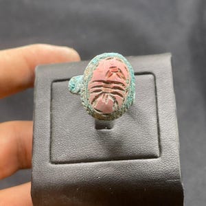 Ancient Roman Style Bronze with jasper intaglio Stone Ring With Rare Patina