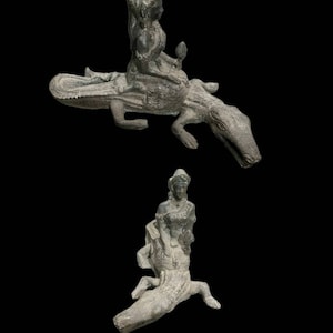 200-300AD Ancient Roman bronze Human sitting On Dragon Extremely Rare Stattue