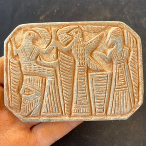 Unique Near Eastern Ancient Stone Wonderful Engravings Rare Relief Tile Tablet