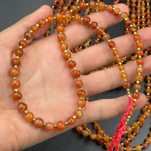 Antique Orange Carnelian Agate Bead Necklace