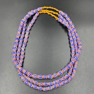 Great Deal 3 Necklace Antique Venetain Blue Chervan Old African Trade Beads Strand Necklace,Old African Beads, Collectable Beads,Trade Beads