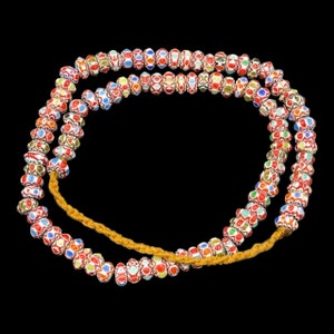 Wonderful Vintage Antique Venetian inspired multicolor Chevron Glass Beads Long Strand Beautiful necklace