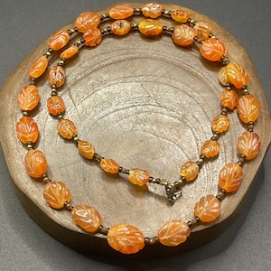 Antique Tibetan Himalayan Carnelian Agate Stone Beads and gold plated beads lovely Necklace