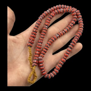 Wonderful Vintage Antique Venetian inspired Chevron Glass Beads Long Strand Beautiful necklace