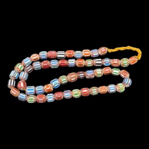 Vintage Antique Venetian inspired multicolor Chevron Glass Beads Long Strand Beautiful necklace