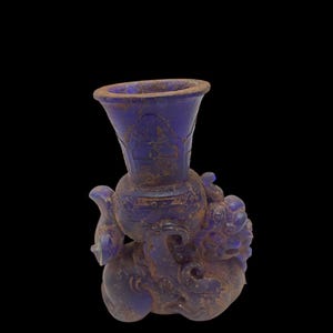 Ancient Roman,Near Eastern Blue Crystal Drinking Vessel with Mythical Beast Terminal in good condition