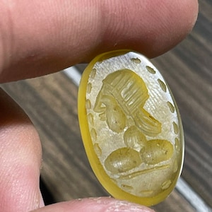 Beautiful Ancient Near Eastern Old roman Carnelian intaglio Agate stone Human face Signet Seal face Stamp Cabochon