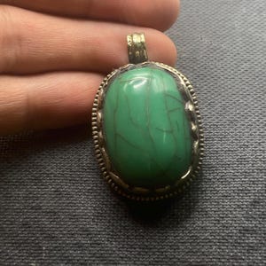 Beautiful Antique Tibetan Old Brass With turquoise Stone Unique Pendant