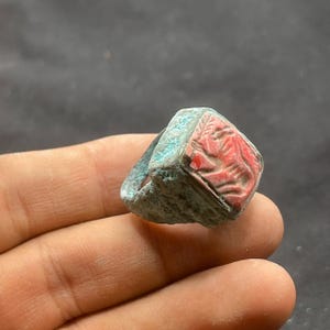 Ancient Roman Style Bronze with jasper intaglio Stone Ring With Rare Patina