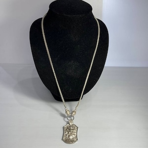 Ancient Tibetan Mix Silver Chain Necklace with tiger face Engraved Pendant Beautiful Necklace