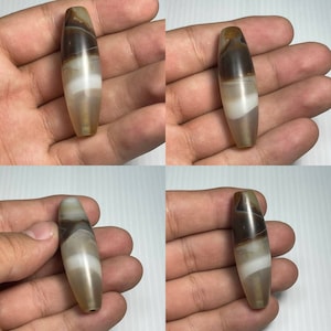 Natural Unique Old Yemani Banded Sulaimany Agate Stone Bead Amulet