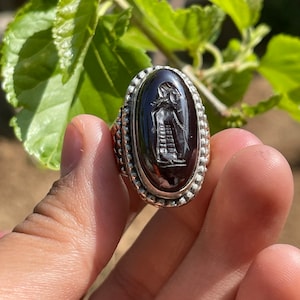 Wonderful Ancient Agate Stone Roman King Engravings Rare Excellent Solid Silver Ring