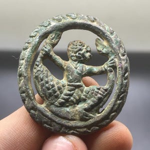 Excellent Genuine Ancient Central Asia Pyu Culture Bronze Amulet With Figure