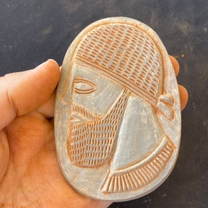 Excellent Near Eastern Ancient Stone Roman Beard King Intaglio Rare Relief Tile
