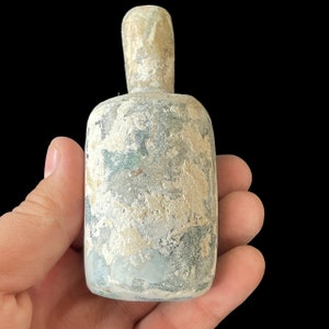 Super Ancient Old Iridescent Roman Glass Unique Rare Antique Bottle