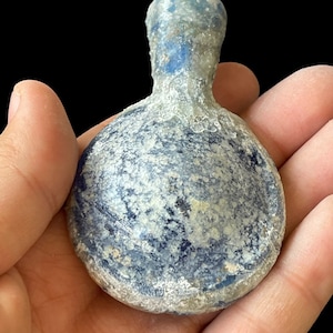 Extremely Rare Ancient Old Iridescent Roman Glass Water Drinking Unique Rare Antique Bottle