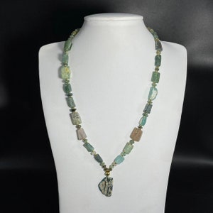 FREE SHIPPING WORLDWIDE Wonderful Old Ancient Roman Glass Rare Beads and Gold plated Beads Beautiful Necklace
