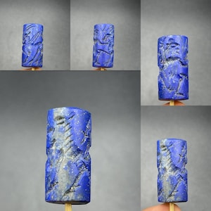 Excellent Ancient Near Eastern blue Lapis Lazuli Stone Intaglio Cylical Seal Unique Bead