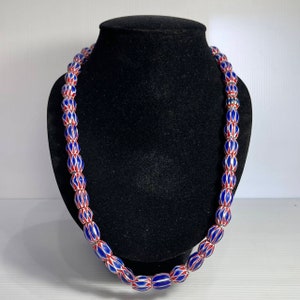 Wonderful Antique Venetain Blue Chervan Old African Trade Beads Strand Necklace,Old African Beads, Collectable Beads,Trade Beads