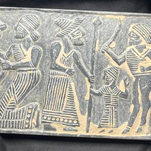 Extremely Ancient Near Eastern Old Black Stone Wariror Engraved big relief Tablet