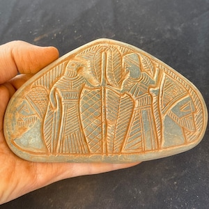 Lovely Near Eastern Ancient Stone Excellent Engravings Rare Relief Tile Tablet