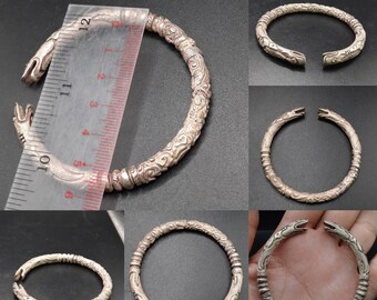 Ancient Viking Norse Mix Silver Torc With Beast Head terminal 39.66g, 6.8cm