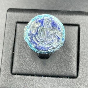 Old Bronze Lapis Lazuli Intaglio Ring: Rare Eastern Seal Stamp