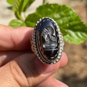 Wonderful Ancient Agate Stone Roman King Engravings Rare Excellent Solid Silver Ring