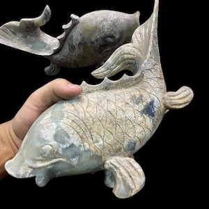 Ancient Near Eastern Jade Fish Carving: Natural Stone Animal Figure
