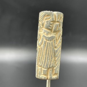 250bc Antique jasper Stone Ancient Sasnian Dynasty Ancient Intaglio Cylinder Seal Stamp Bead