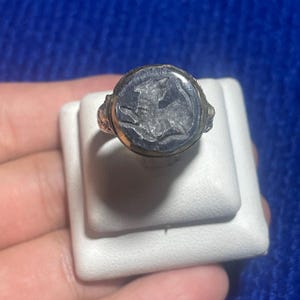 Old Bronze Animal Engraved Stone Seal Ring