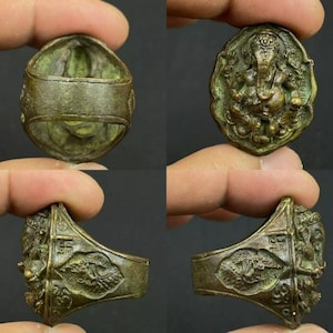 Old Antique Near eastern Old bronze Indian GANESH bronze rare Wearable ring
