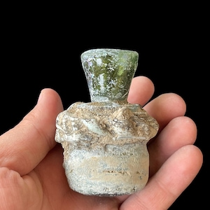 Beautiful Ancient Old Iridescent Roman Glass Unique Rare Antique Bottle