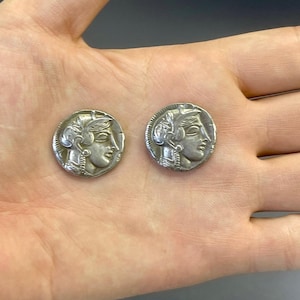 Authentic 2 coins Ancient Greek Bronze Tetradrachm Athens Attica Owl Coins In excellence Condition