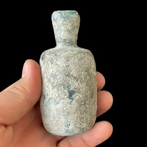 Ancient Old Iridescent Roman Glass Unique Rare Antique Bottle