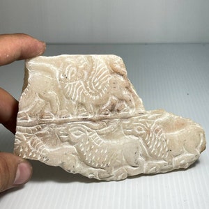 Wonderful Ancient Near Eastern Stone Animals Engraved Tablet Relief